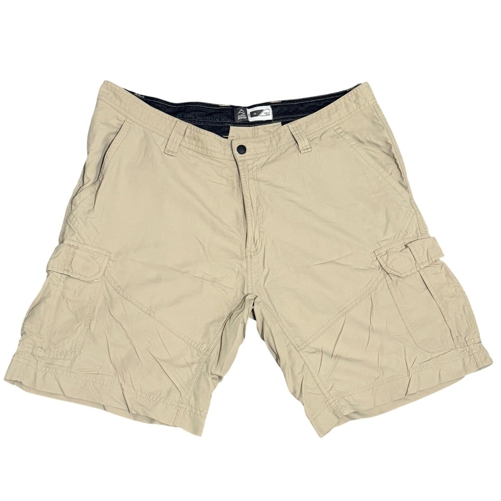Alpine Design Cargo Shorts Multi Pocket Khaki Tan 38 Mens Nylon Blend